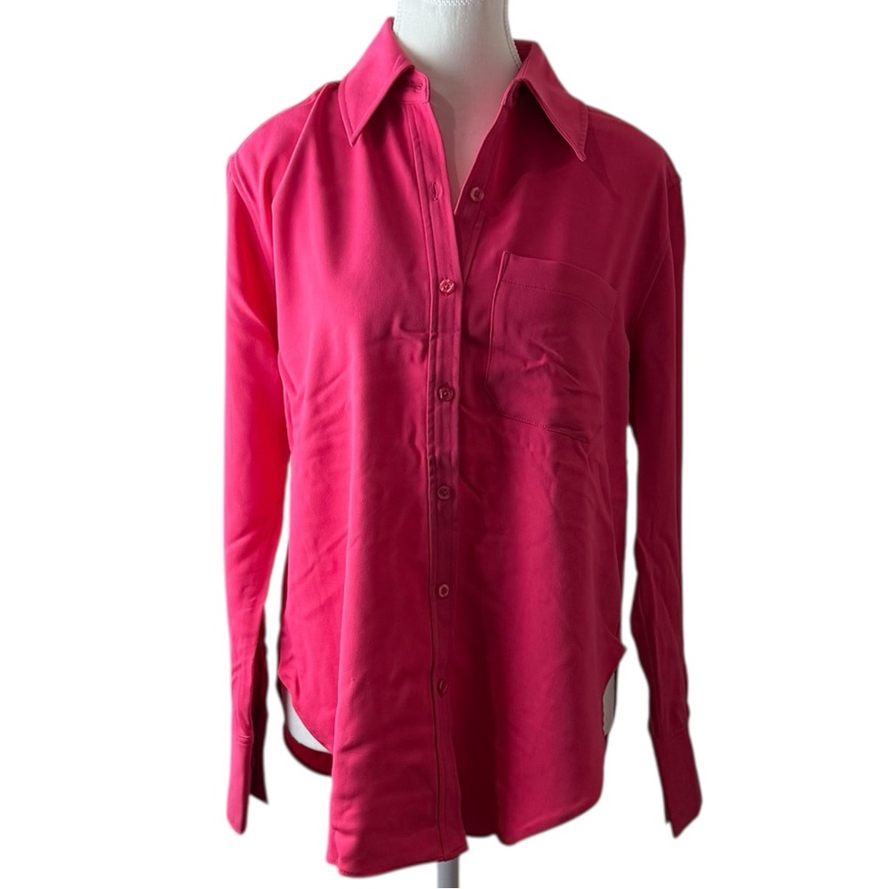 L’Academie Los Angeles Oversized Button Down Shirt Womens XS Hot Pink Blouse
